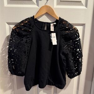 Anthropologie Dolan Left Coast Collection Lace Puff Sleeve Top